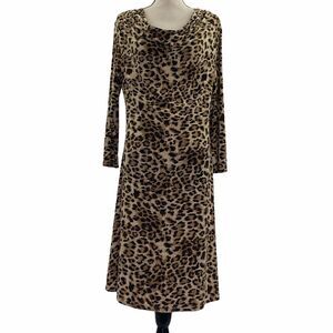 VESADE Jaguar Animal Print Midi Shift Dress Large